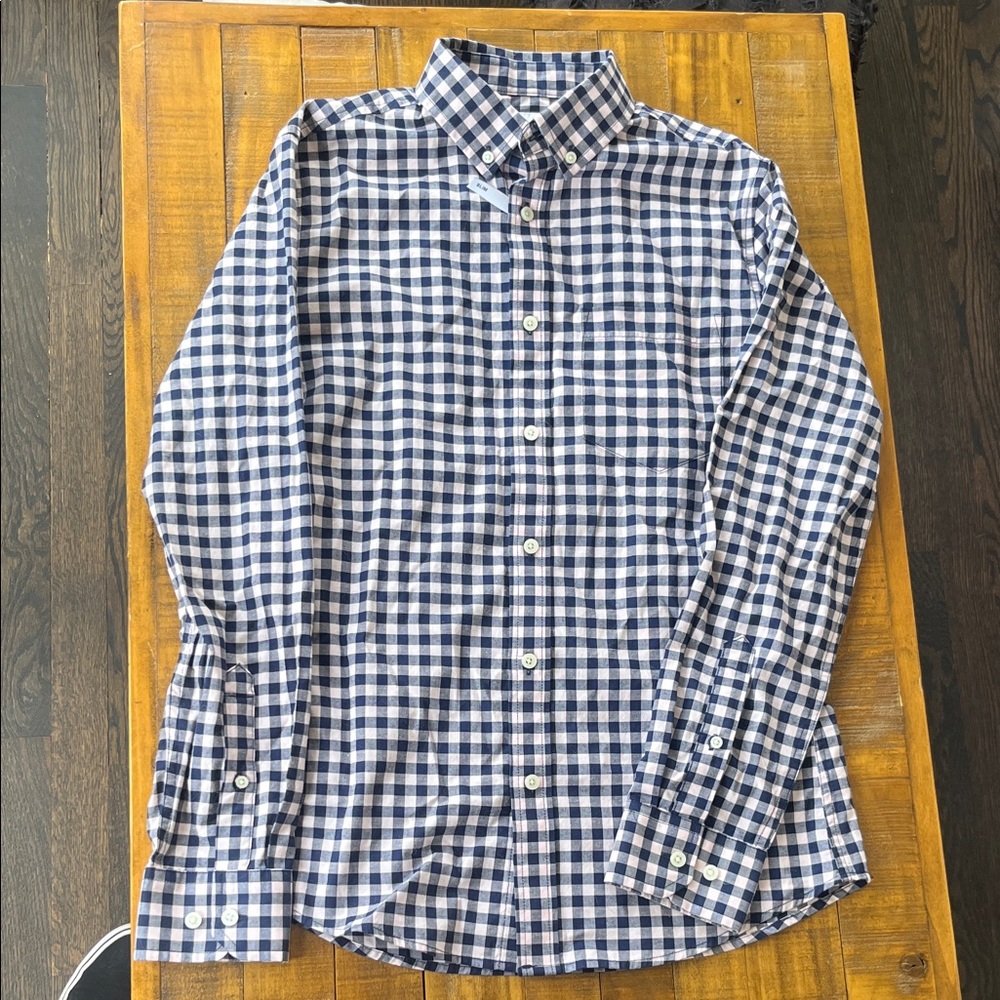 Goodfellow & Co Navy and White Plaid Shirt NWT